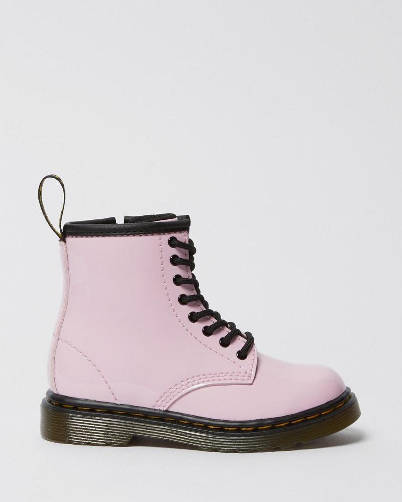 Pink Kids' Dr Martens Toddler 1460 Patent Leather Lace Up Boots | CA 701FDN